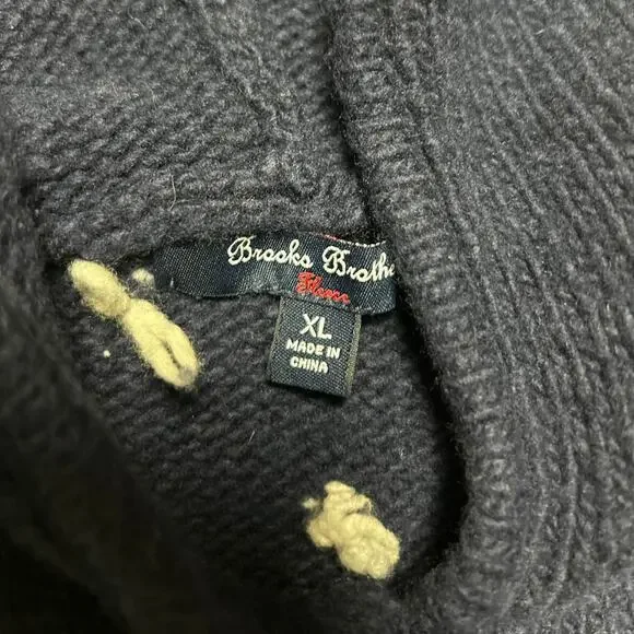 Brooks Brothers Fleece Wool Cashmere Birds Eye Knit Hoodie Sweater Jumper Medium